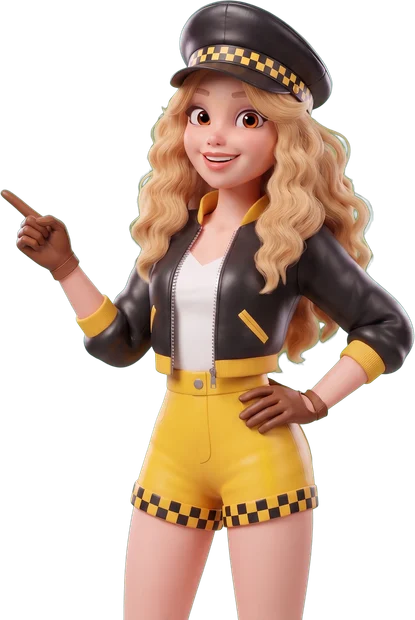 Illustration: Victoria pointing to the side